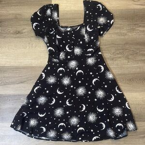 MIDNIGHT HOUR Celestial Whimsigoth Moon and Sun Mini Dress